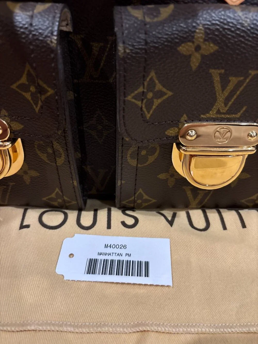 Louis Vuitton Manhattan PM Handbag Brown Monogram Canvas
